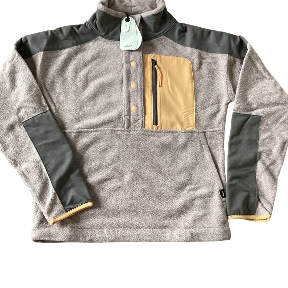 prAna XS Recycled Fleece Snap Pullover Sweatshirt Jacket NWT Outdoor Hiking‎